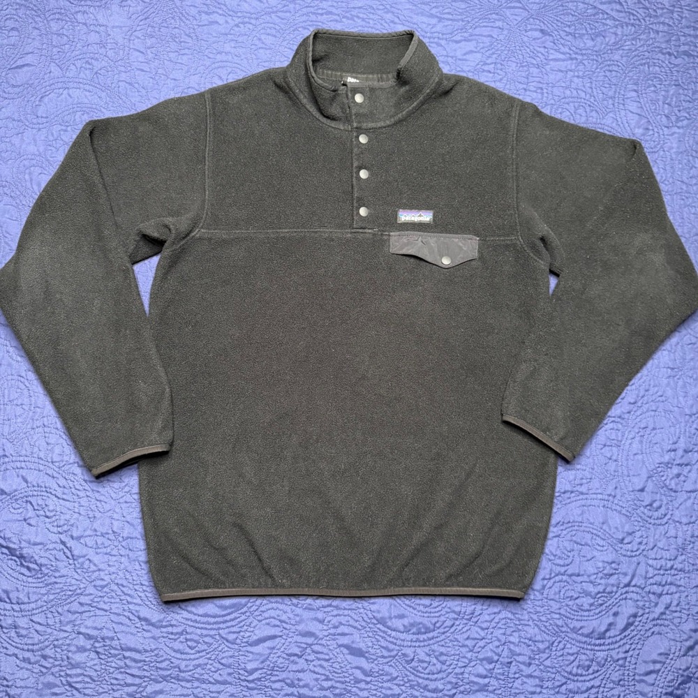 Patagonia Synchilla Snap-T Fleece Pullover Jacket Mens Large Black